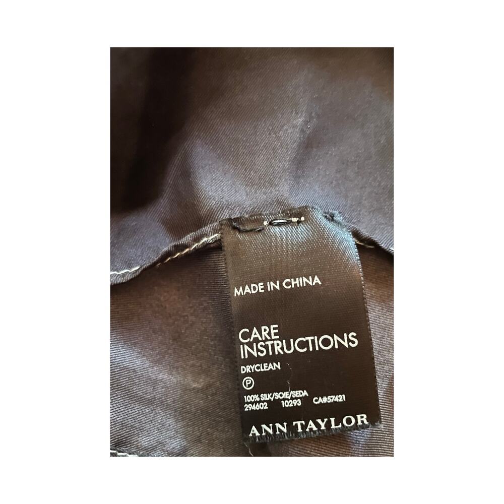 Ann Taylor Silk Long Scarf Black/White/Gray Classic Luxury Timeless Soft Goth - Picture 2 of 3